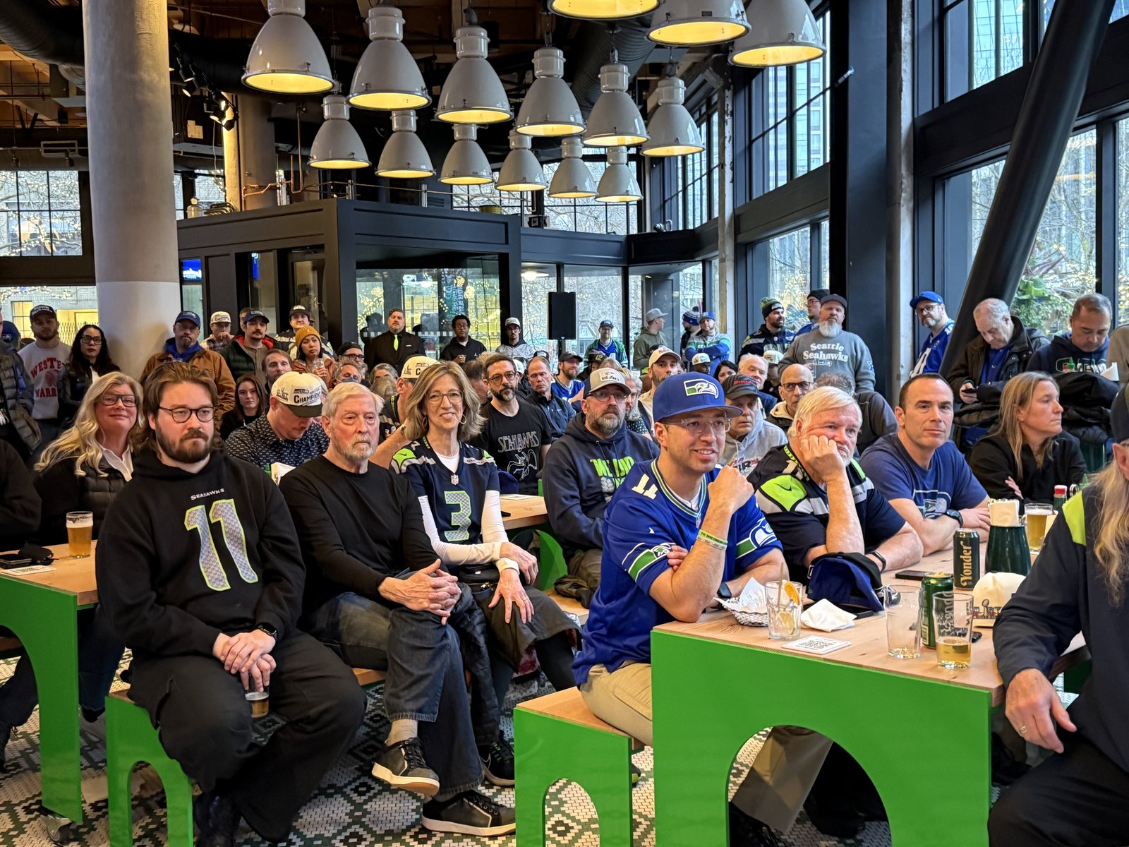 Crowd at Real Hawk Talk live event, Lowlander Brewing